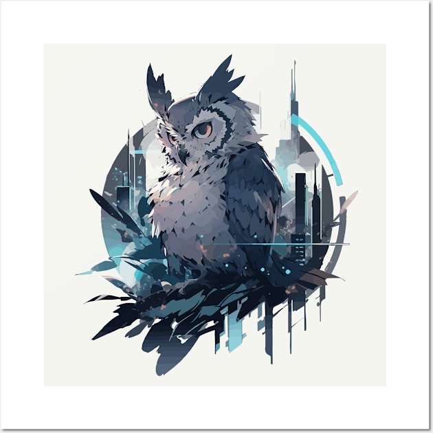 Cyber punk owl Wall Art by etherElric